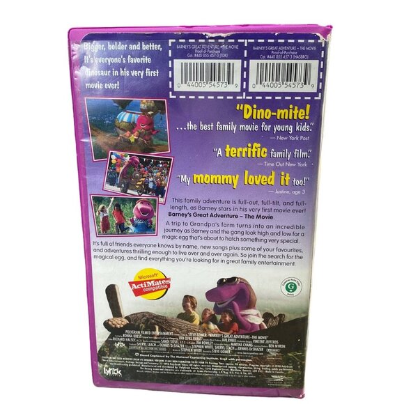 BARNEY'S GREAT ADVENTURE THE MOVIE VHS Video Tape 1998 Purple Dinosaur - Picture 2 of 3